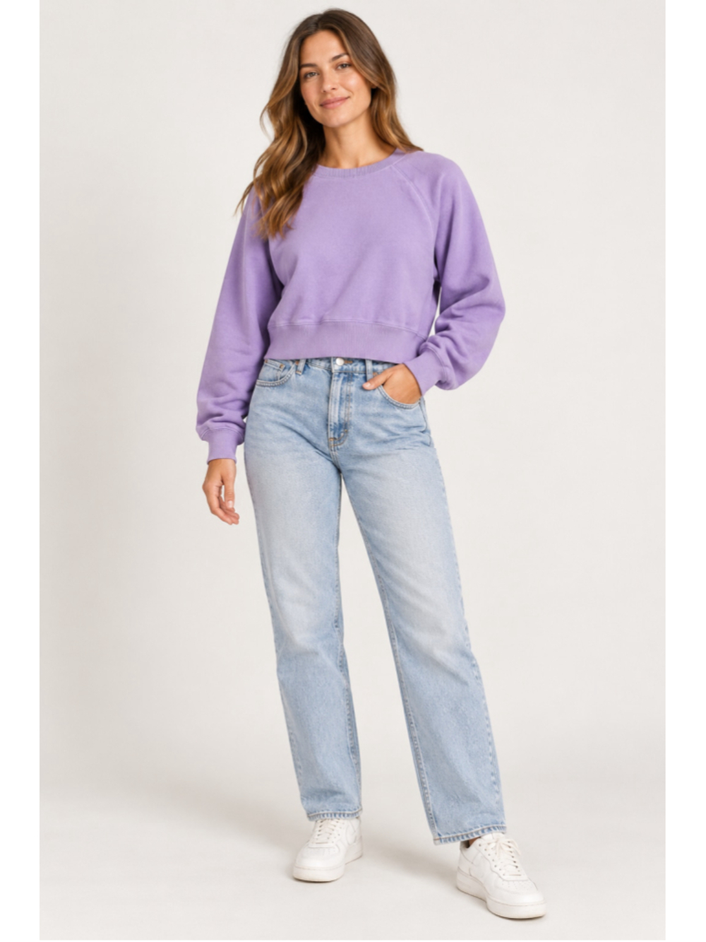 Vince Lavender Cropped Raglan Sweatshirt – Size Small
